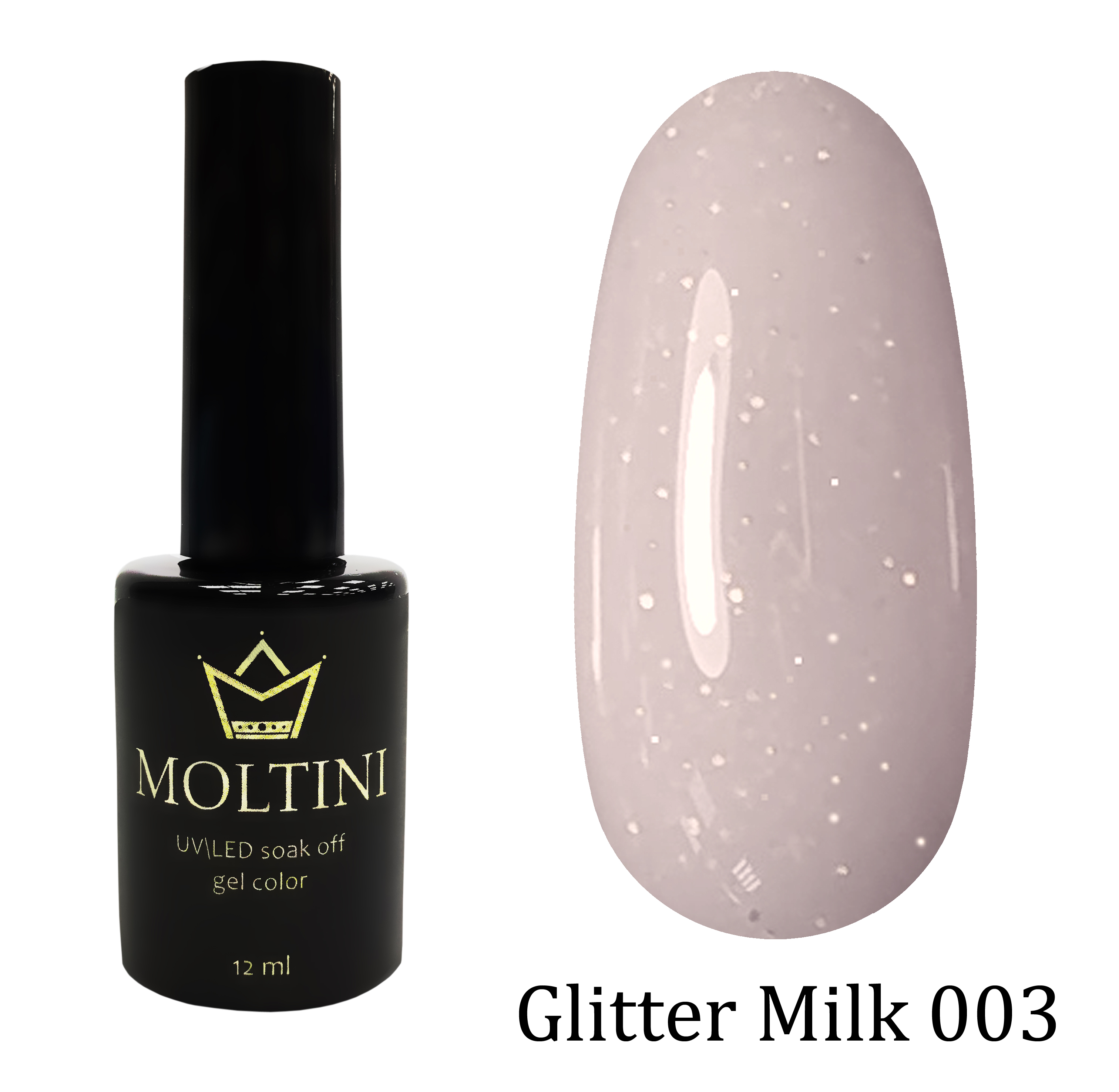 Moltini цветной гель-лак Glitter Milk 003, 12 мл