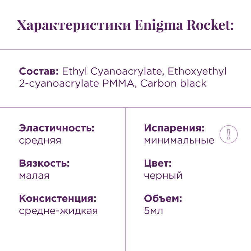 Клей Enigma Rocket для наращивания ресниц черный, 5мл